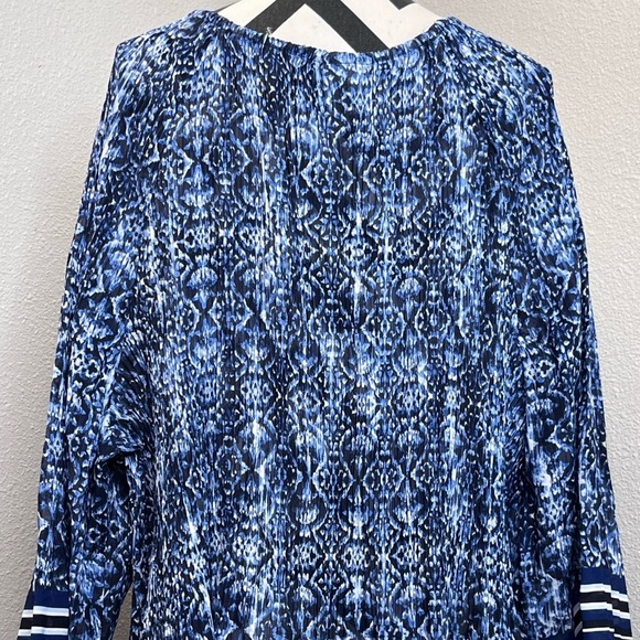 Catherine's Abstract Beaded Neck Mature Lightweight Chiffon Sz 4X Tunic Blouse - Picture 7 of 12